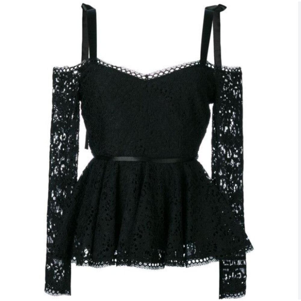 ALEXIS Long Sleeve Lace Peplum Top